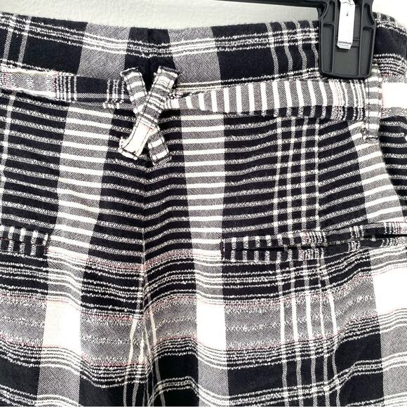Ett TWA Anthropologie Luca Plaid Black White Pink Wide Leg Belted Pants size 4 - Picture 9 of 13